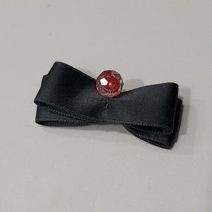 Elegant mini black bow with rose color gem, also pet or child